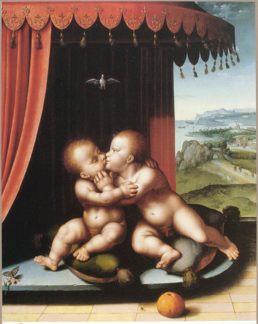 Christus en Johannes de Doper als kinderen - Joos van Cleve image 1 reproduction de peinture à l’huile