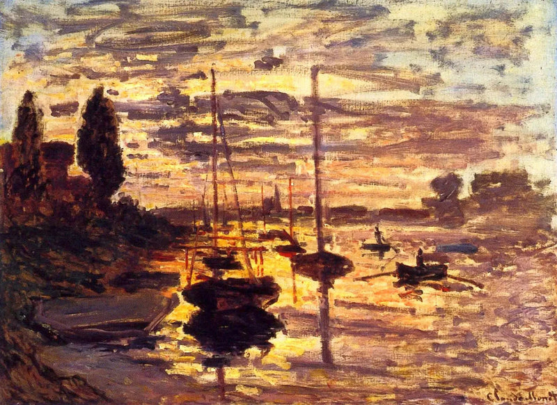 ที่ Petit-Gennevilliers พระอาทิตย์ตก W338 - Claude Monet