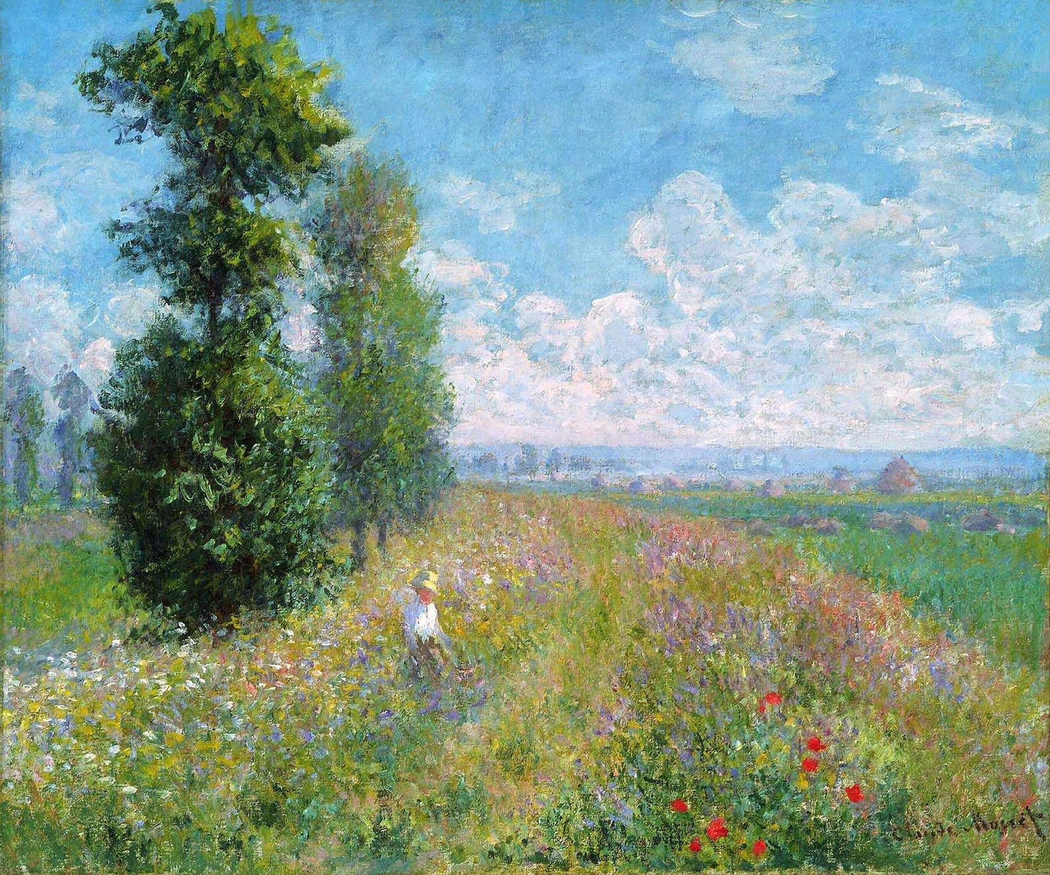 Prairie avec peupliers W378 par Claude Monet, vers 1875, Museum of Fine Arts Boston