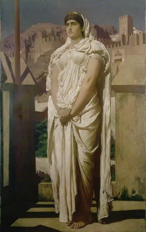 Clytemnestre, depuis les remparts d'Argos, guette les feux de balise qui doivent annoncer le retour d'Agamemnon - Frederic Leighton image 1 reproduction réalisée par Alpha Reproduction