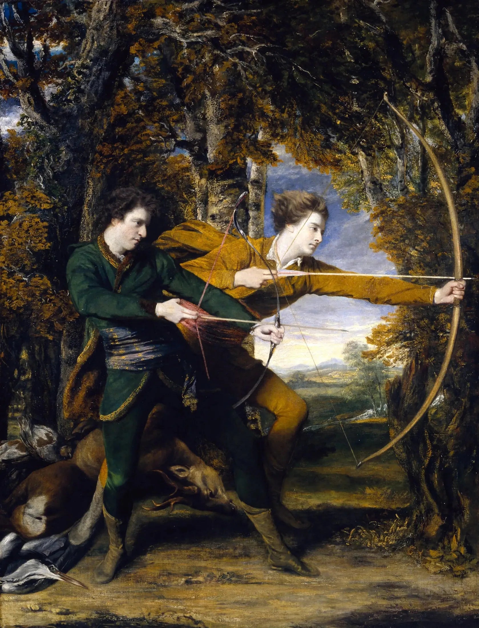 Colonel Acland et Lord Sydney : Les Archers - Joshua Reynolds image 1 copie peinte à la main à l’huile