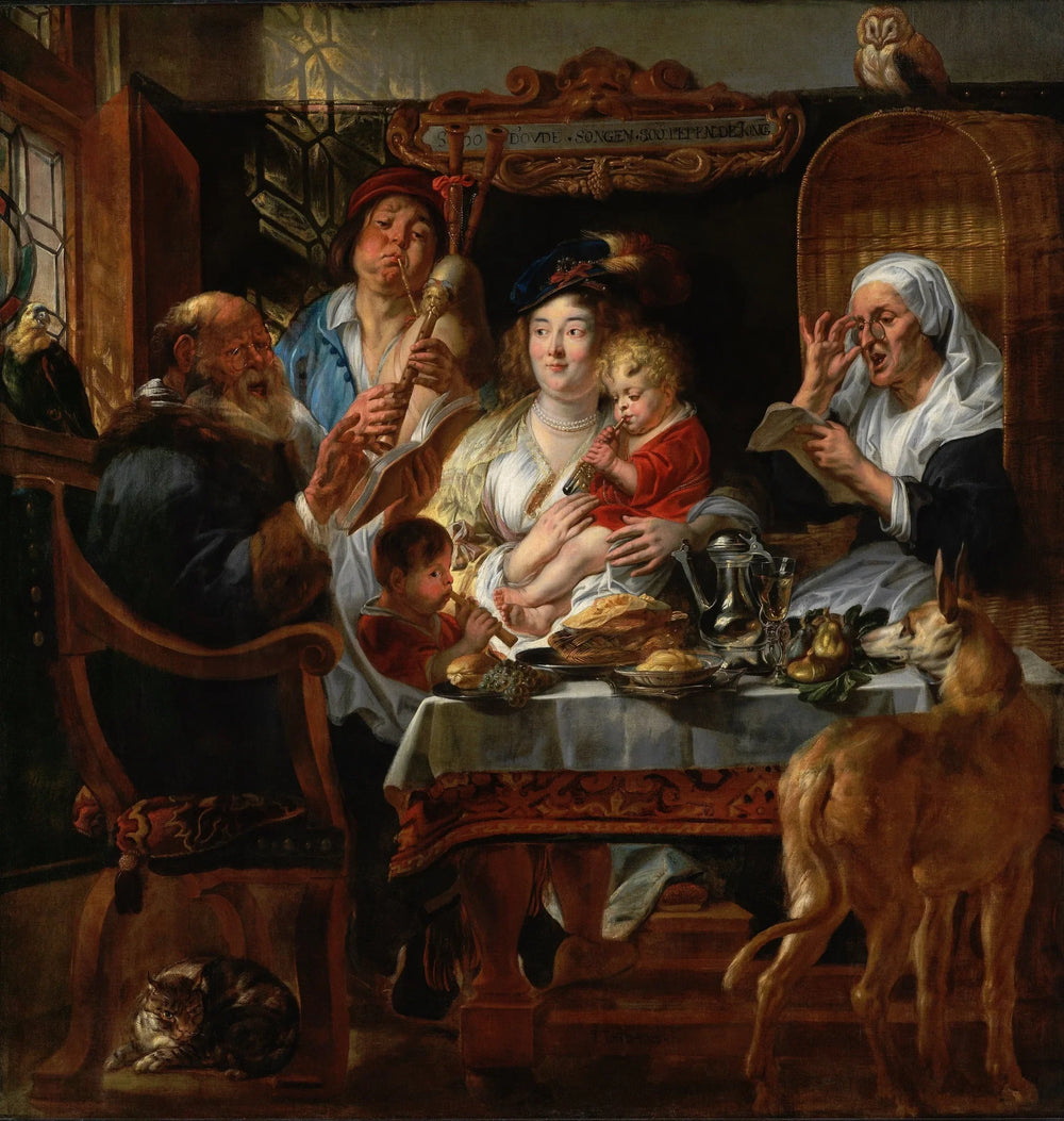 Comme chantent les anciens, ainsi jouent les jeunes - Jacob Jordaens image 1 reproduction d’œuvre d’art à l’huile