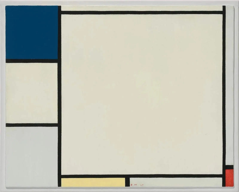 การจัดองค์ประกอบด้วยสีน้ำเงิน สีเหลือง และสีแดง - Piet Mondrian