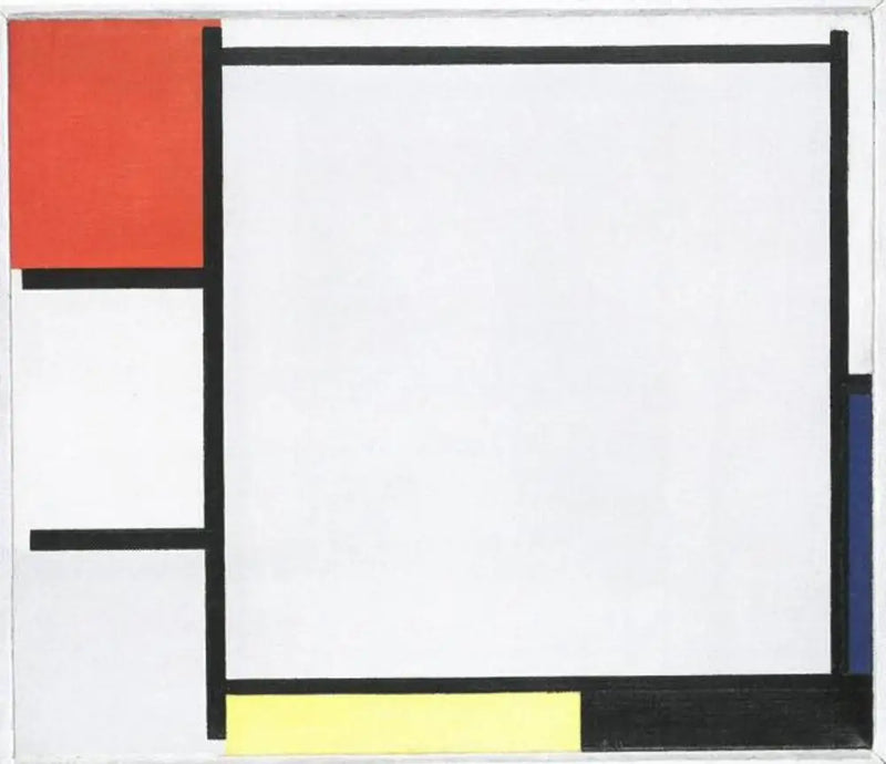 การจัดองค์ประกอบด้วยสีแดง สีน้ำเงิน สีเหลือง สีดำ และสีเทา - Piet Mondrian