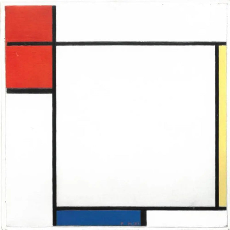 การจัดองค์ประกอบด้วยสีแดง สีเหลือง และสีน้ำเงิน - Piet Mondrian