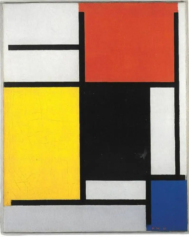 การจัดองค์ประกอบด้วยสีแดง สีเหลือง สีดำ สีน้ำเงิน และสีเทา - Piet Mondrian