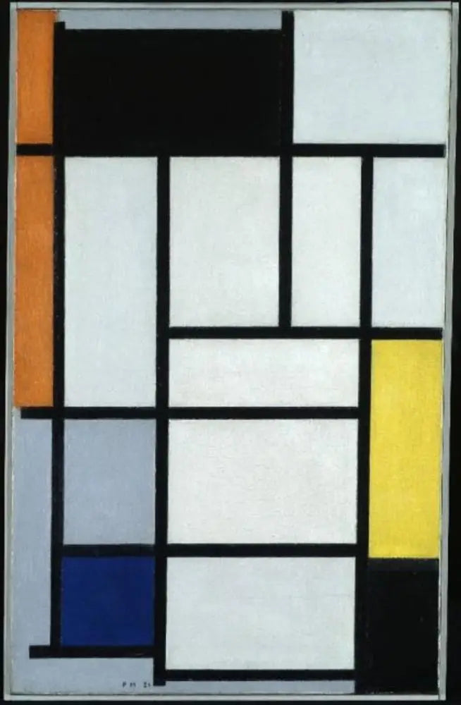 การจัดองค์ประกอบด้วยสีแดง สีดำ สีเหลือง สีน้ำเงิน และสีเทา - Piet Mondrian