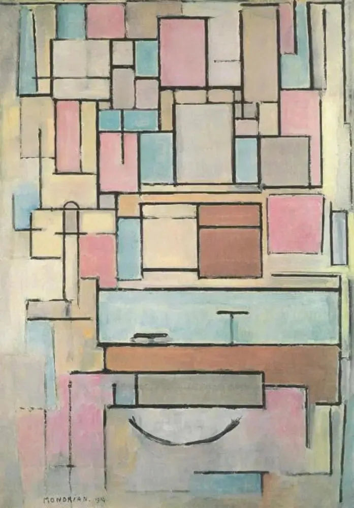 การจัดองค์ประกอบด้วยแผนสี: ด้านหน้า - Piet Mondrian
