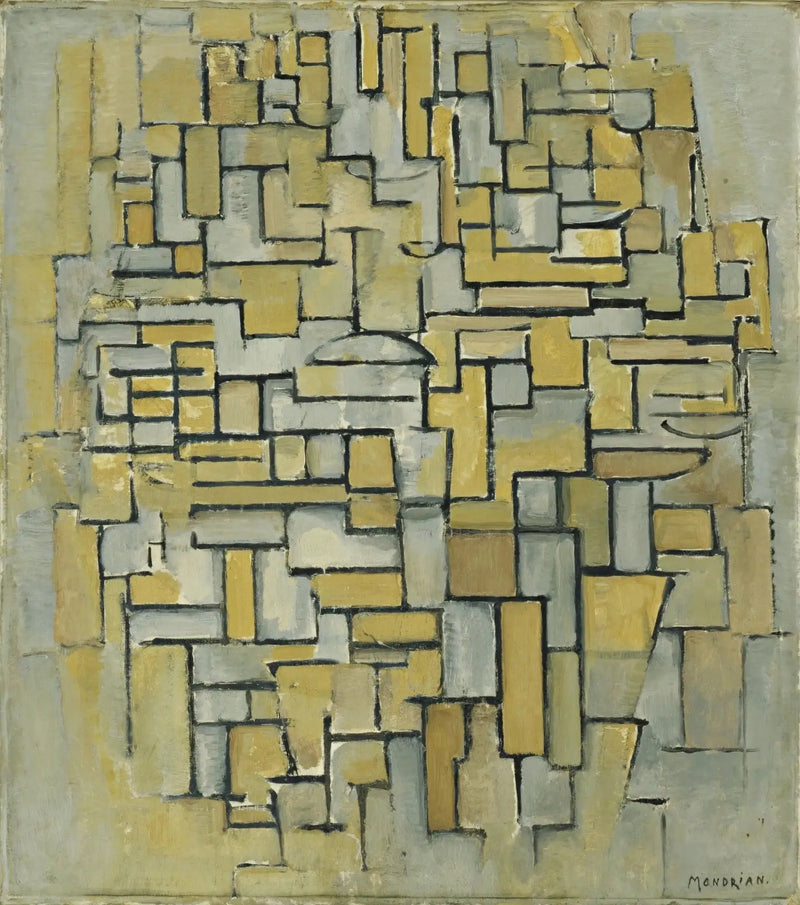 การจัดองค์ประกอบในสีน้ำตาลและสีเทา - Piet Mondrian