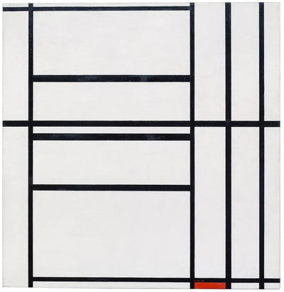 Reproduction du tableau « Composition n° 1 avec gris et rouge 1938 / Composition avec rouge 1939 - Piet Mondrian » par Alpha Reproduction en peinture à l’huile