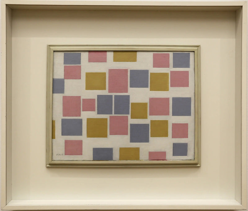 การจัดองค์ประกอบหมายเลข 3 กับแผ่นสี - Piet Mondrian