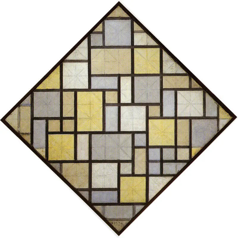 Composition : Plans de couleur claire avec lignes grises - Piet Mondrian image 1 reproduction de peinture à l’huile