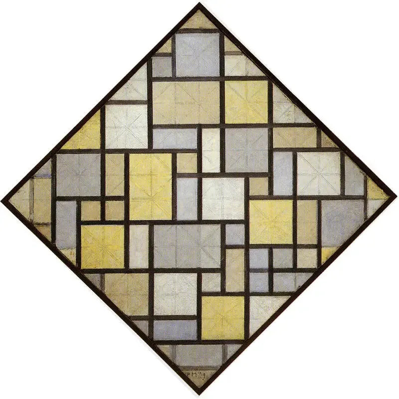 การจัดองค์ประกอบ: แผนสีอ่อนพร้อมเส้นสีเทา - Piet Mondrian