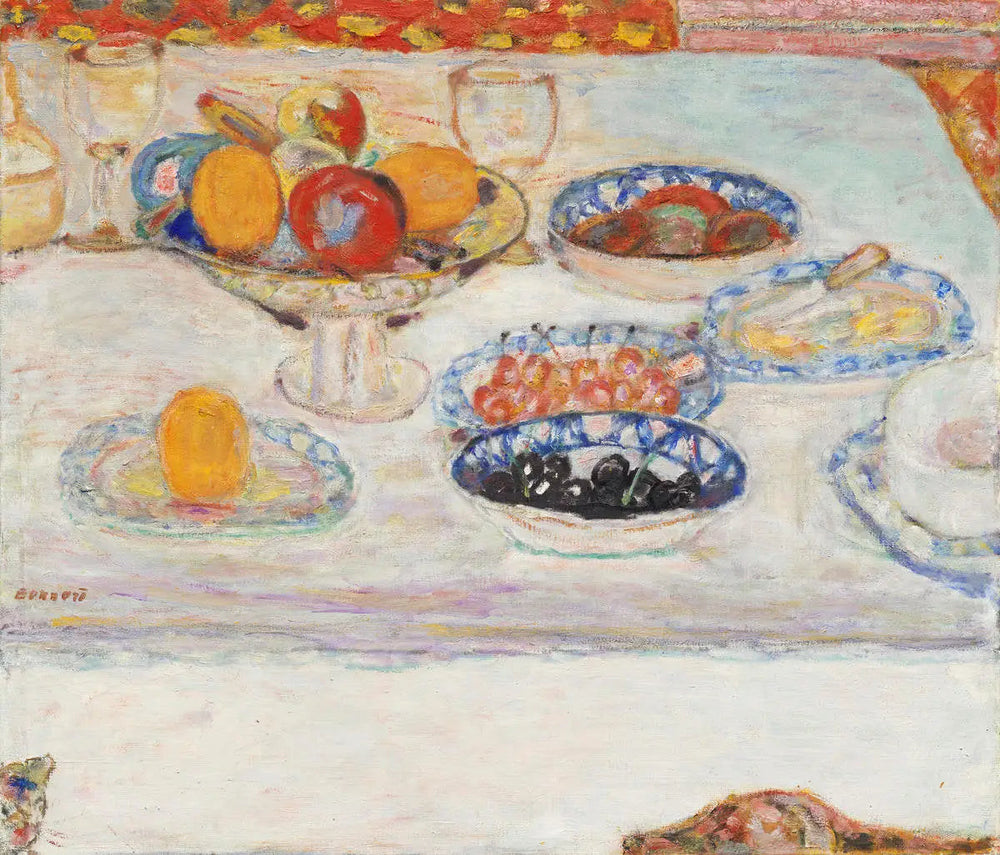 Compotiers et assiettes de fruits - Pierre Bonnard image 1 reproduction artisanale de tableau