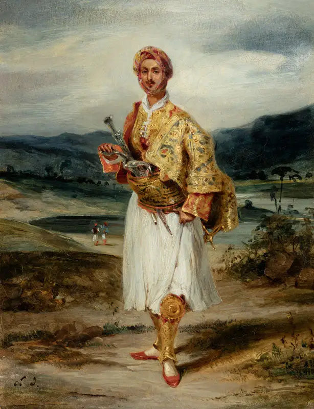 Comte Palatiano en costume de Suliot - Eugène Delacroix image 2 copie peinte à la main à l’huile