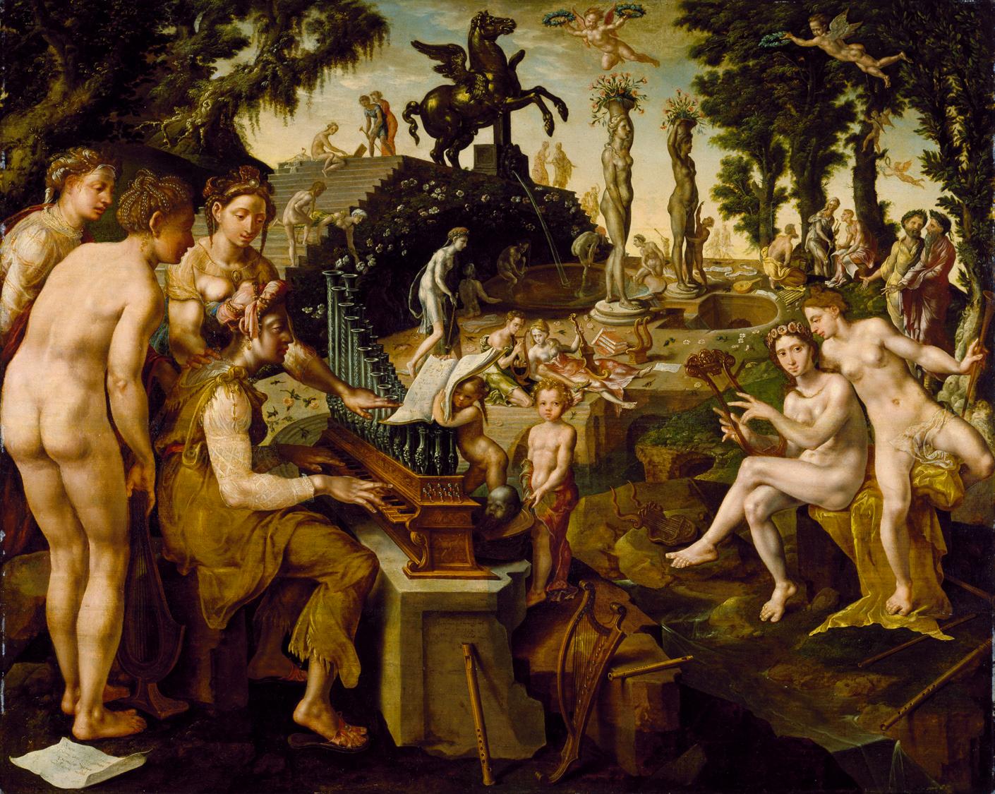 Concert d'Apollon et des Muses sur le mont Hélicon - Maarten van Heemskerck image 1 reproduction réalisée par Alpha Reproduction