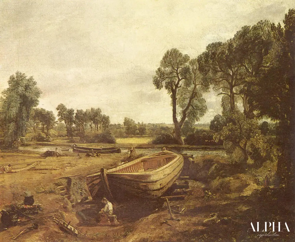 Construction de bateaux près du moulin de Flatford, 1815 - John Constable - Reproductions de tableaux et peintures haut de gamme