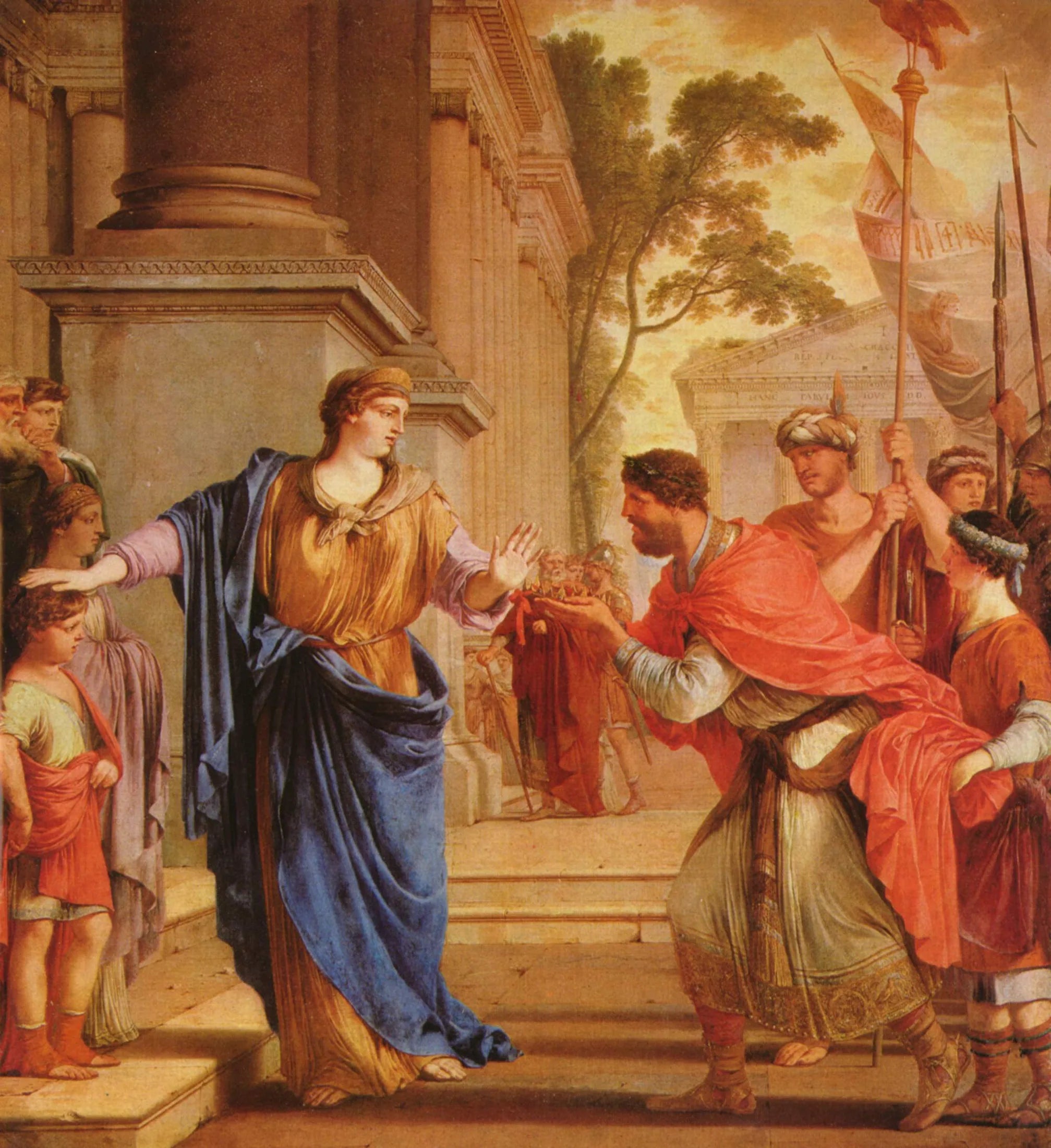 Cornelia refuse la couronne des Ptolémées - Laurent de La Hyre image 1 reproduction artisanale de tableau