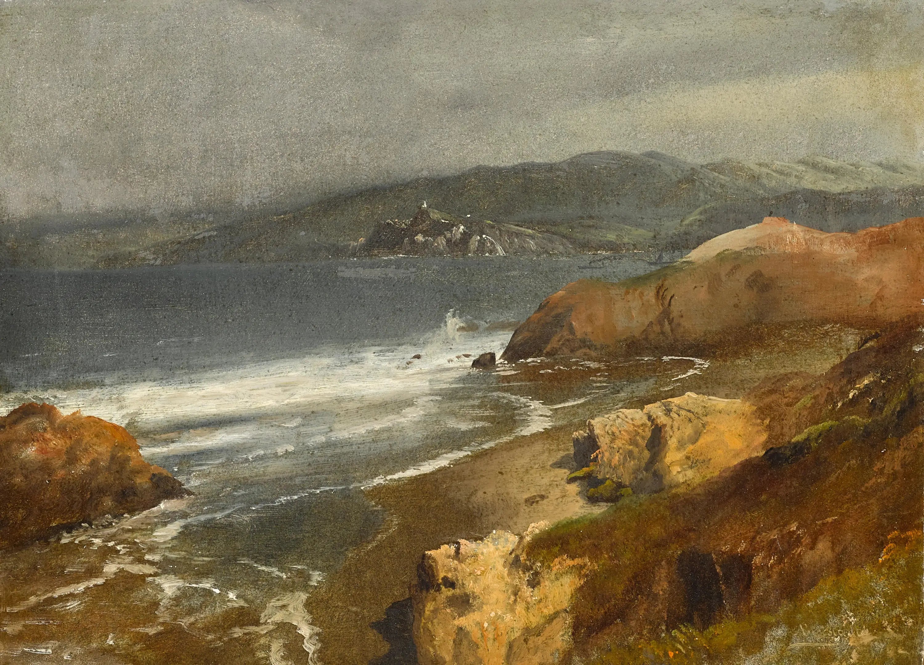 Côte Pacifique Californie ou vue vers le phare de Point Bonita - Albert Bierstadt - Alpha Reproduction