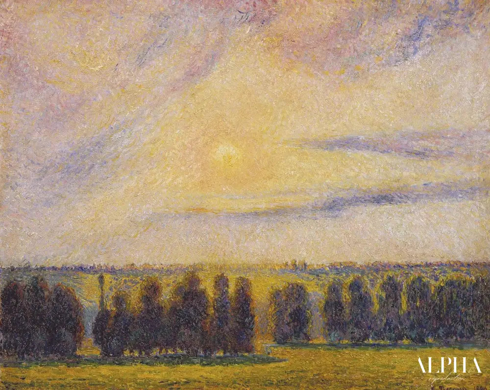 Coucher de soleil à eragny - Camille Pissarro - Reproductions de tableaux et peintures haut de gamme