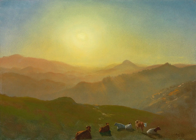 พระอาทิตย์ตกดิน, ถนน Clay Street Hill, ซานฟรานซิสโก - Albert Bierstadt