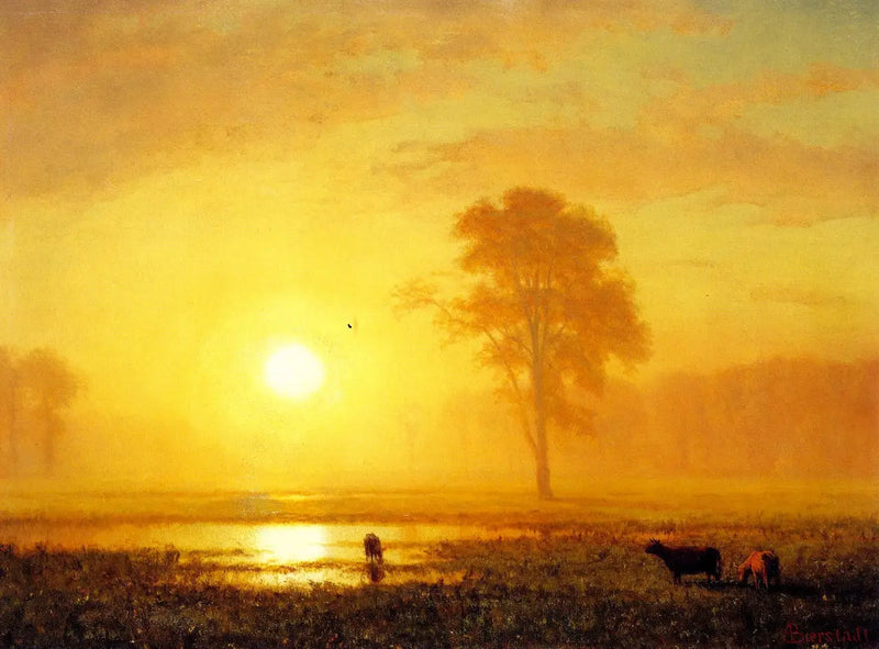 พระอาทิตย์ตกดินบนทุ่งกว้าง - Albert Bierstadt