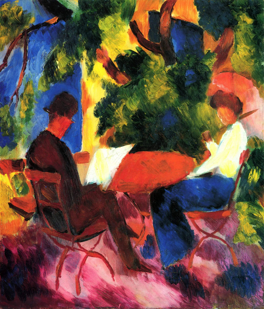 Couple à la table du jardin - August Macke image 1 copie peinte à la main à l’huile