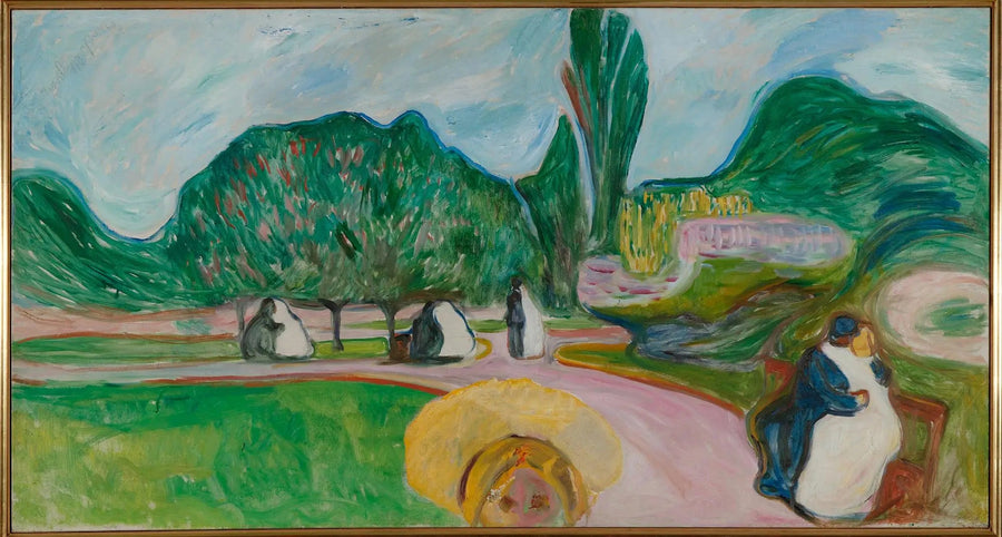คู่รักจูบกันในสวน (Frise Linde) - Edvard Munch