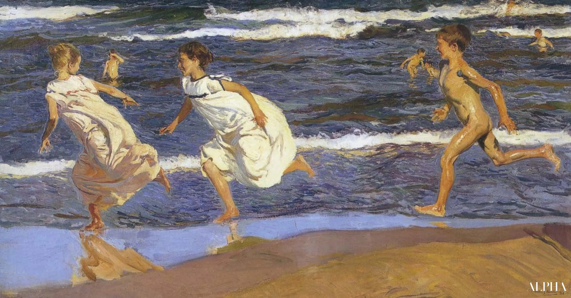 Running along the beach - Sorolla - High-end reproductions of paintings and artworks
