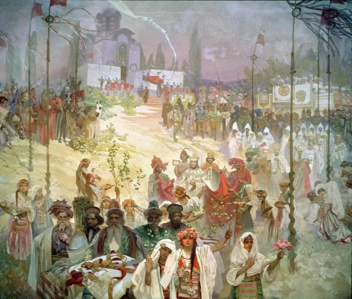 Couronnement du tsar serbe Stefan Dušan comme Empereur byzantin - Alphonse Mucha image 1 reproduction d’œuvre d’art à l’huile