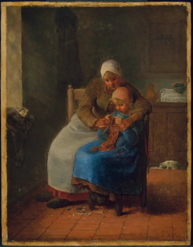Cours de tricot - Jean-François Millet image 1 copie de tableau peinte à la main
