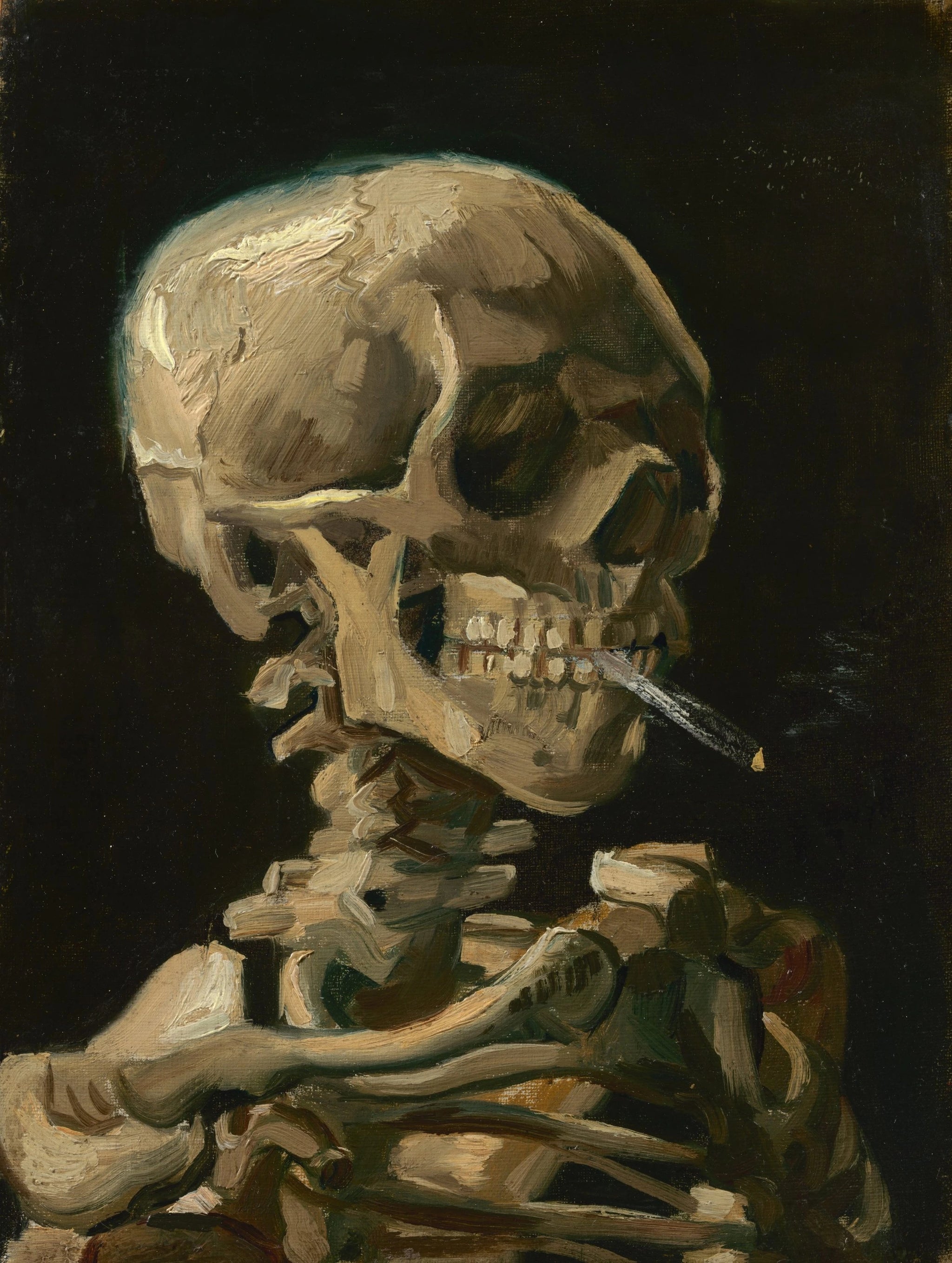 Crâne avec cigarette allumée de Vincent van Gogh, 1886, Van Gogh Museum