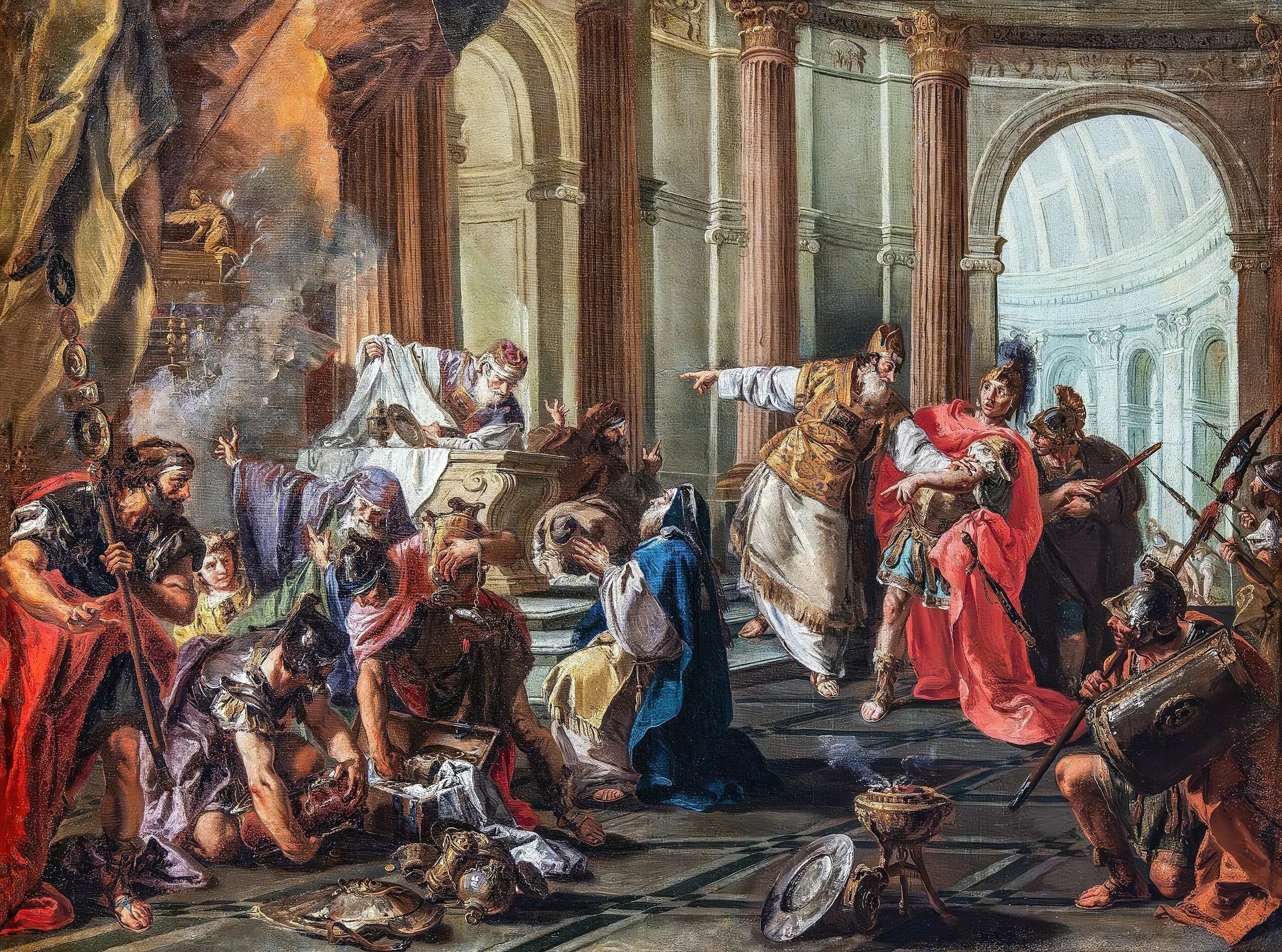 Crassus saccage le temple de Jérusalem - Giovanni Battista Pittoni image 1 reproduction de peinture à l’huile