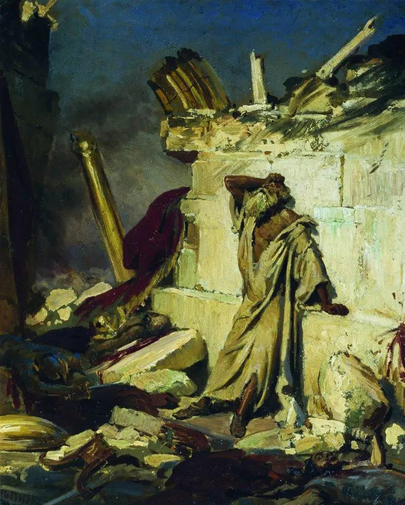 เสียงร้องของศาสดาเยริเมียห์บนซากปรักหักพังของเยรูซาเล็ม - Ilya Repin