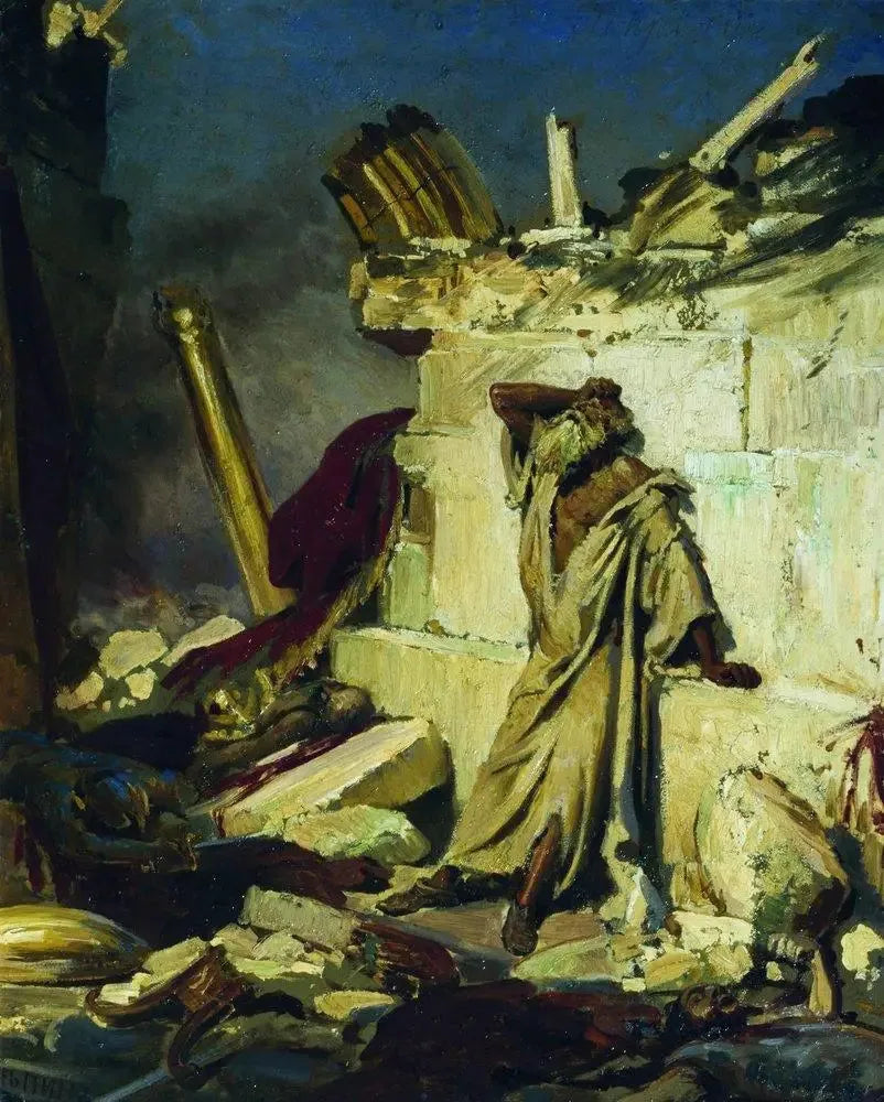 เสียงร้องของศาสดาเยริเมียห์บนซากปรักหักพังของเยรูซาเล็ม - Ilya Repin
