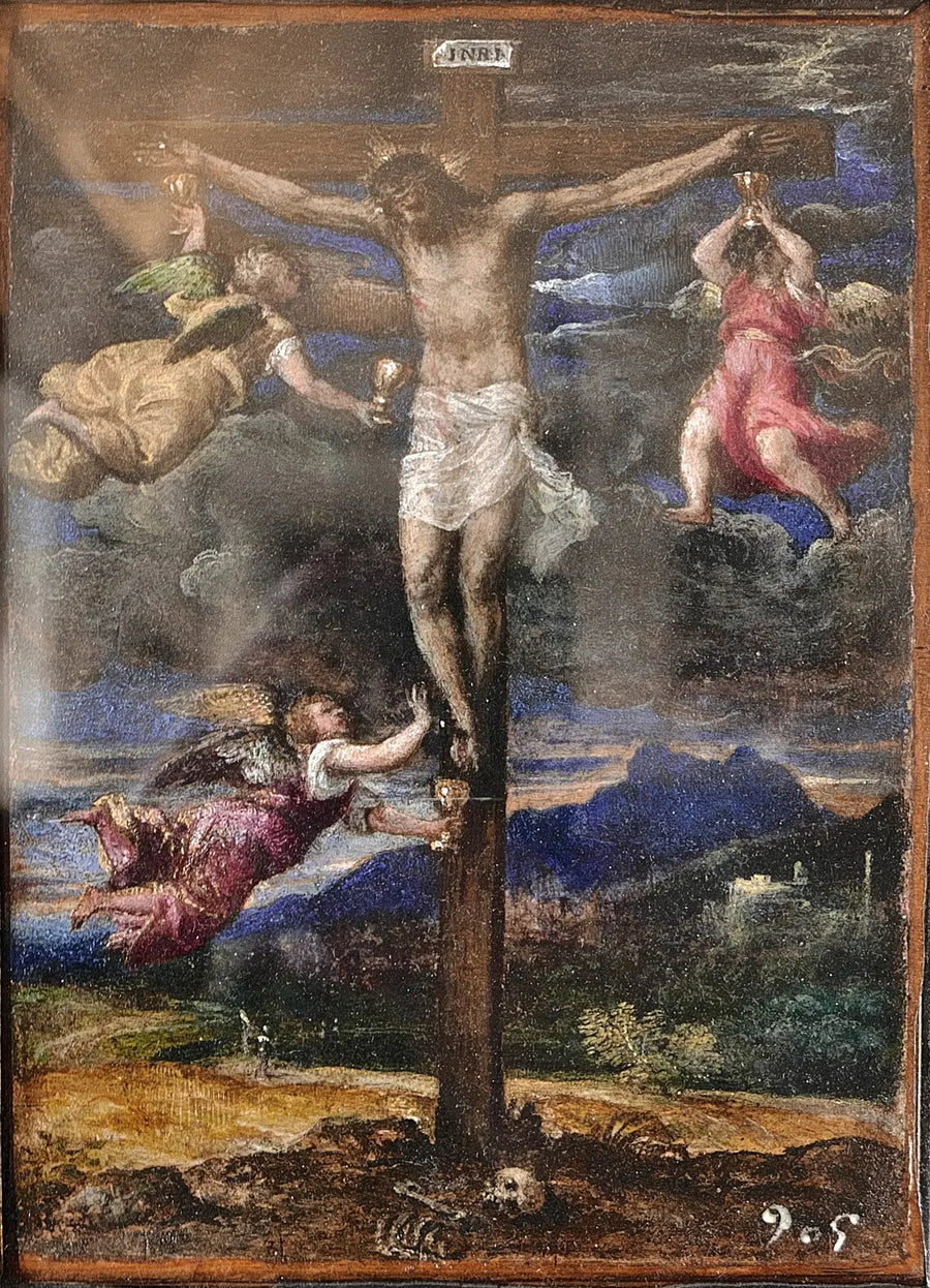 Crucifixion avec trois anges - Titian image 1 reproduction de peinture à l’huile