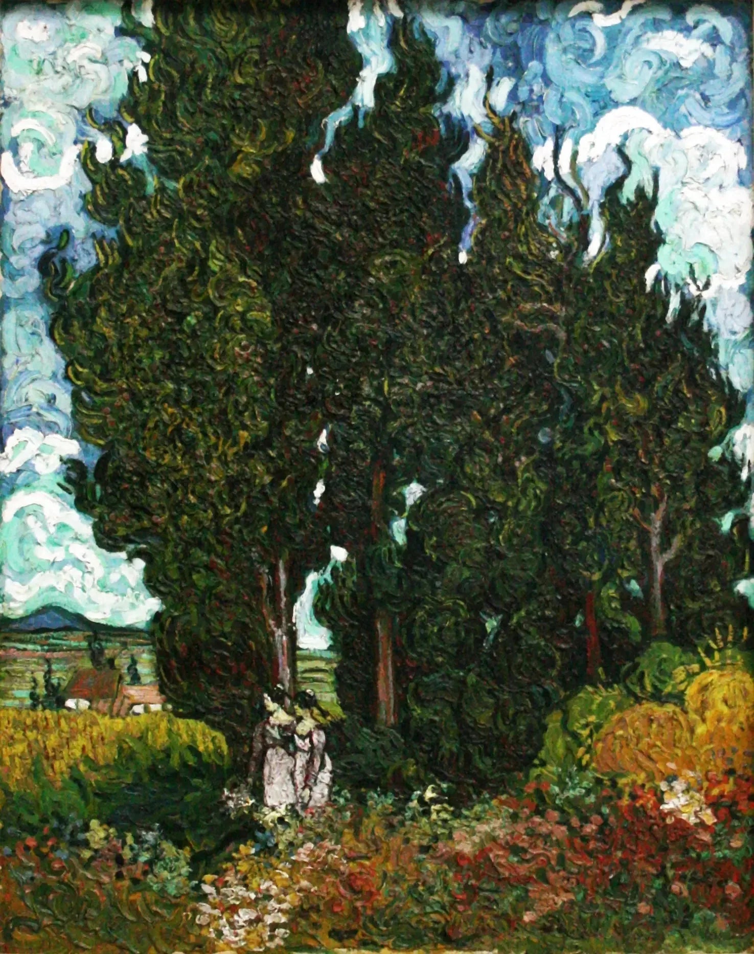 Cyprès à deux figures - Vincent van Gogh image 1 reproduction artisanale de tableau