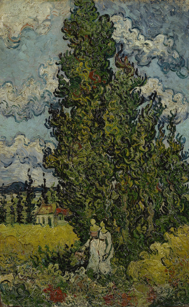 ต้นไซเปรสและผู้หญิงสองคน - Vincent van Gogh