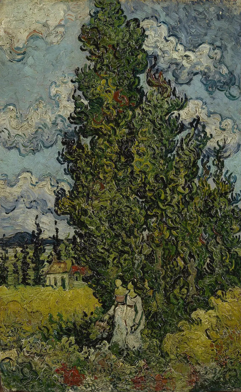 ต้นไซเปรสและผู้หญิงสองคน - Vincent van Gogh