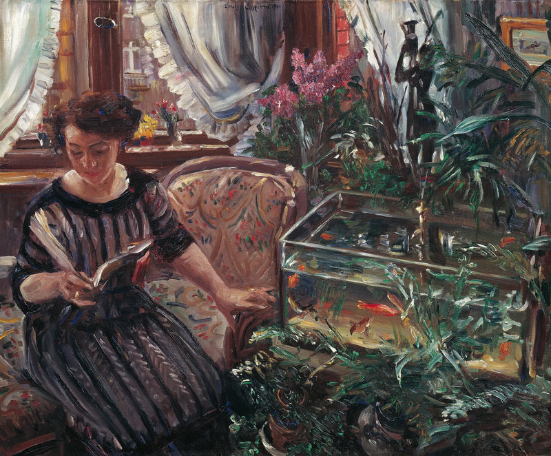 Dame am Goldfischbassin - Lovis Corinth