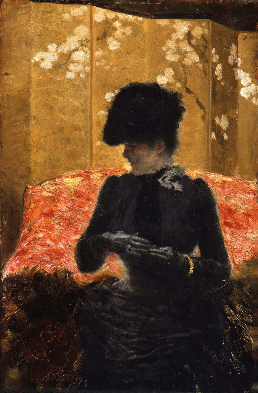 ผู้หญิงบนโซฟาสีแดง - Giuseppe De Nittis
