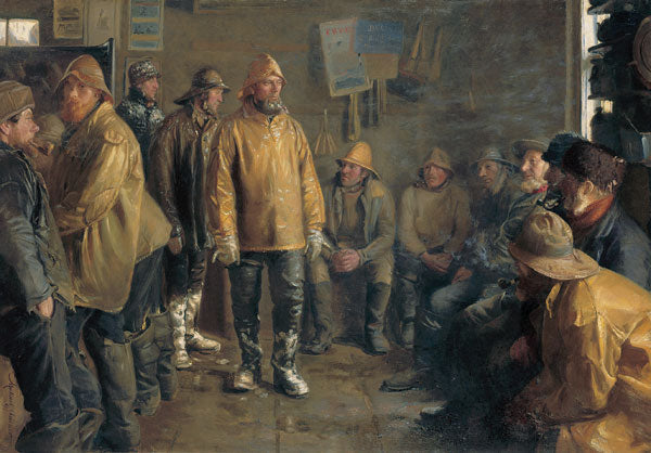 Dans une épicerie, un jour d'hiver où il n'y a pas de pêche - Michael Peter Ancher image 1 copie peinte à la main à l’huile