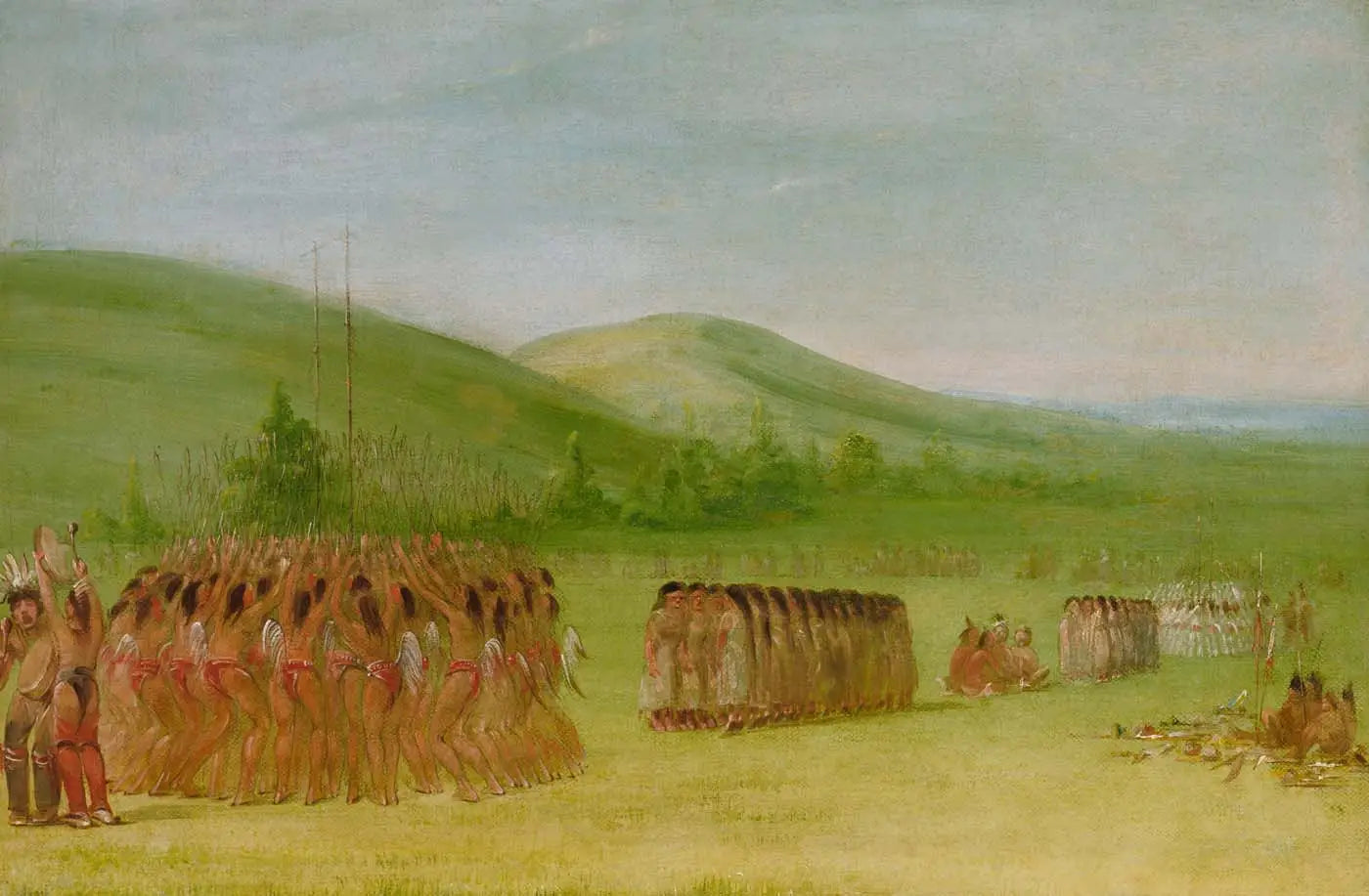 Danse de balle, Choctaw - George Catlin image 1 reproduction artisanale de tableau