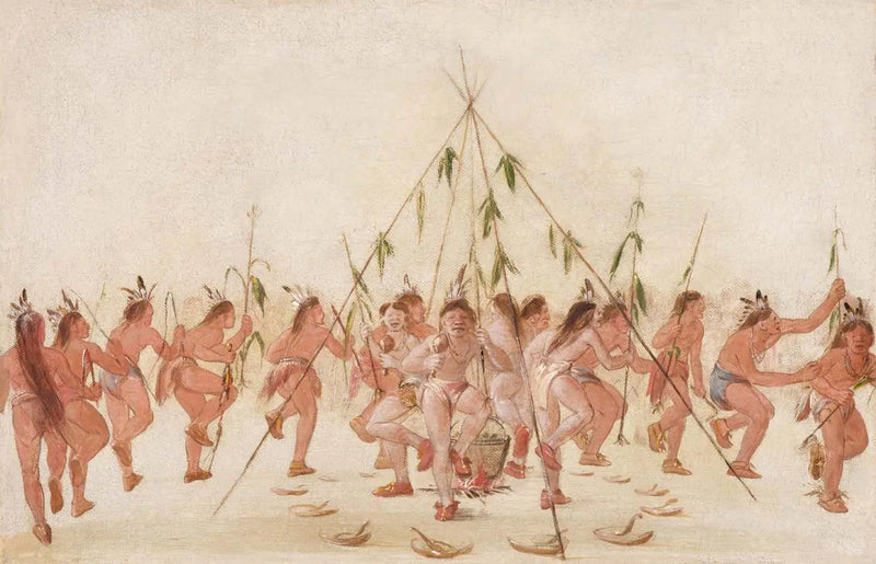 การเต้นรำของข้าวโพดเขียว, Hidatsa - George Catlin