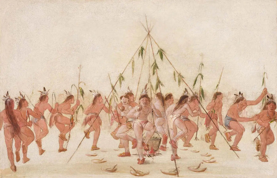 การเต้นรำของข้าวโพดเขียว, Hidatsa - George Catlin