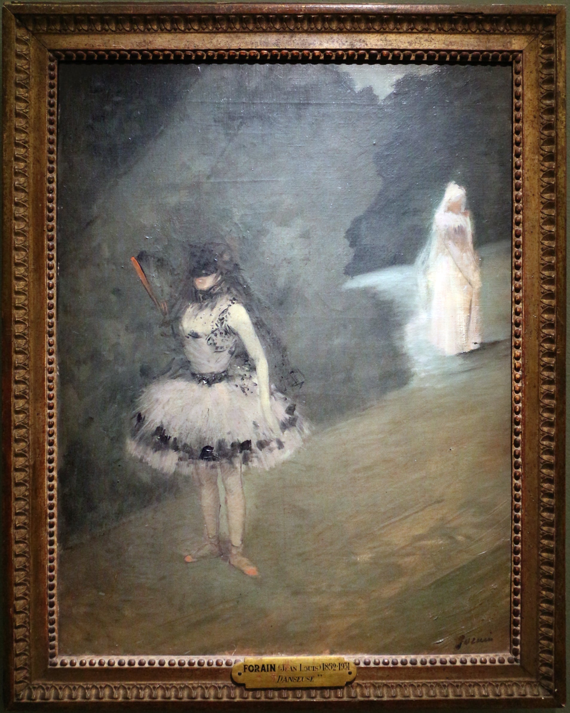 Danseuse debout derrière un portant de coulisse - Jean-Louis Forain image 1 copie de tableau peinte à la main