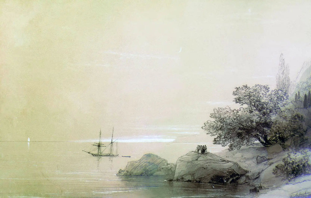 Das Meer in der Nähe der felsigen Küste. - Ivan Aïvazovski image 1 copie peinte à la main à l’huile