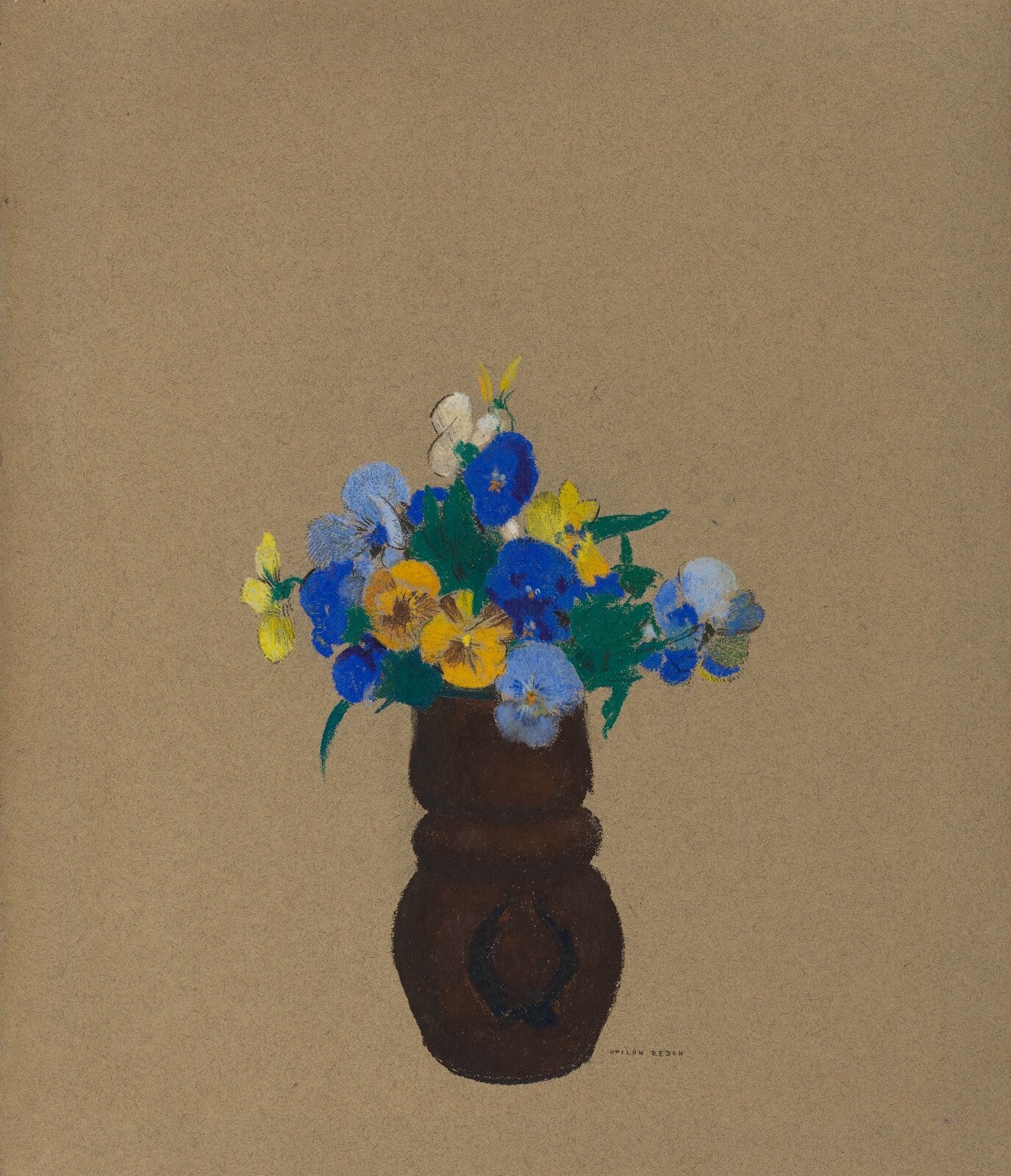 Pansies, Odilon Redon, c. 1905 — pastel, National Gallery of Art
