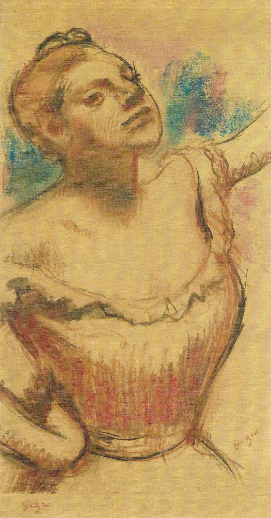 Buste de danseuse au corsage rouge par Edgar Degas – reproduction peinture à l’huile sur toile
