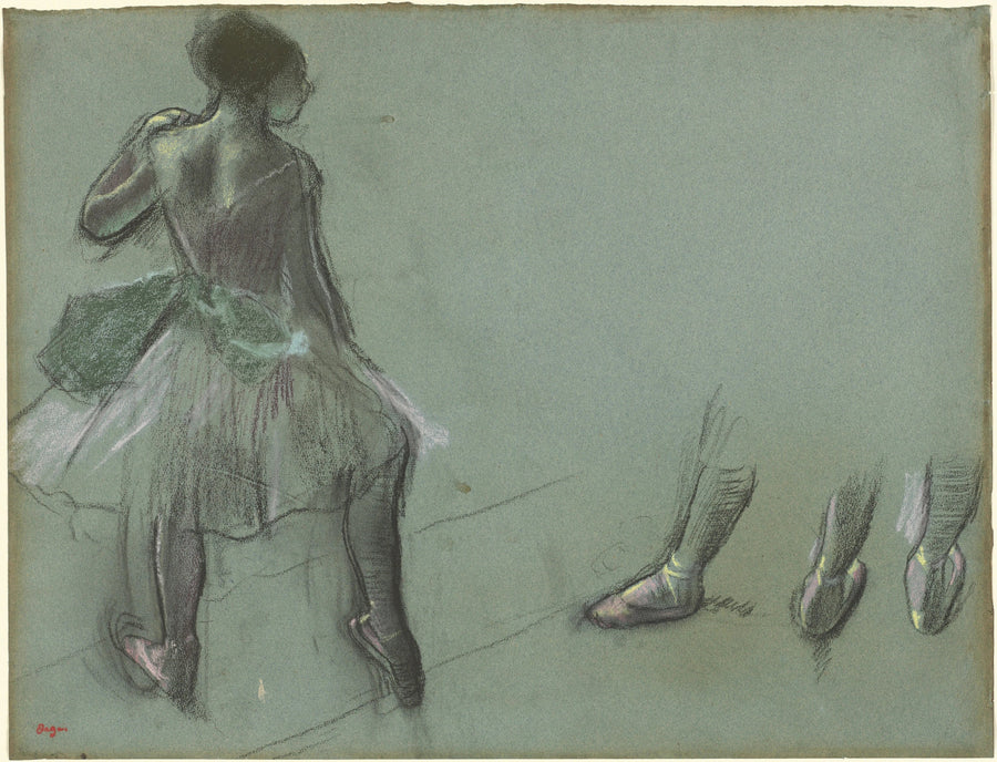 Danseuse vue de dos et trois études de pieds, vers 1878 – Degas